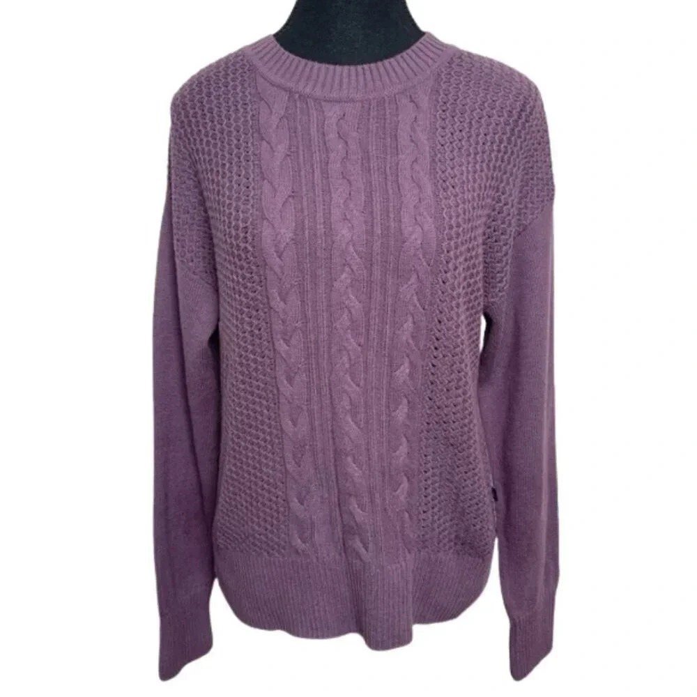 Banana Republic Womens Small Cable Crew Neck Cotton Purple Sweater